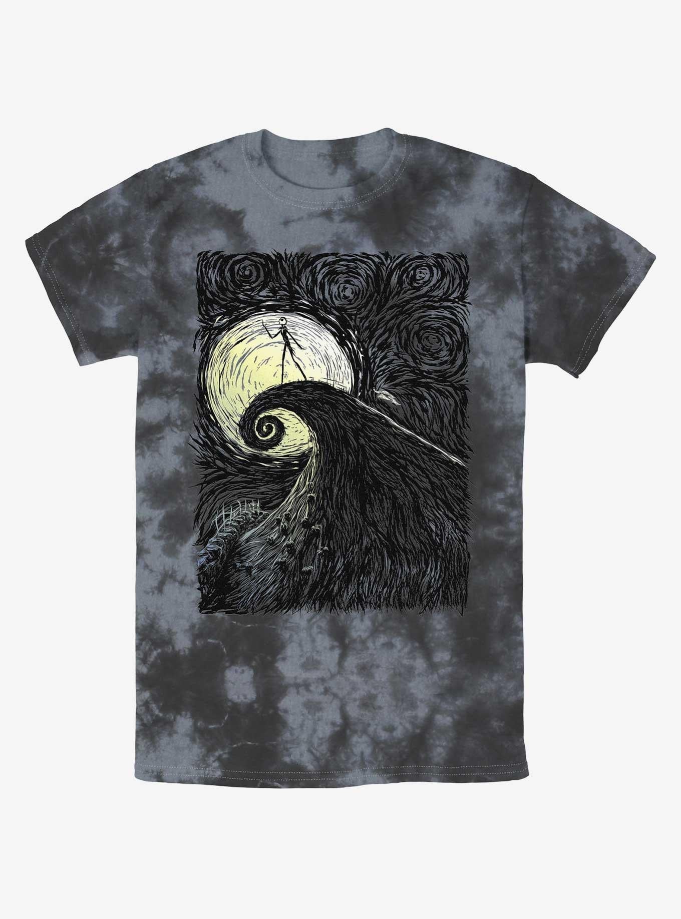 Disney The Nightmare Before Christmas Jack On Spiral Hill Tie-dye T-shirt | Trendy Graphic Tee | Casual Unisex T-shirt