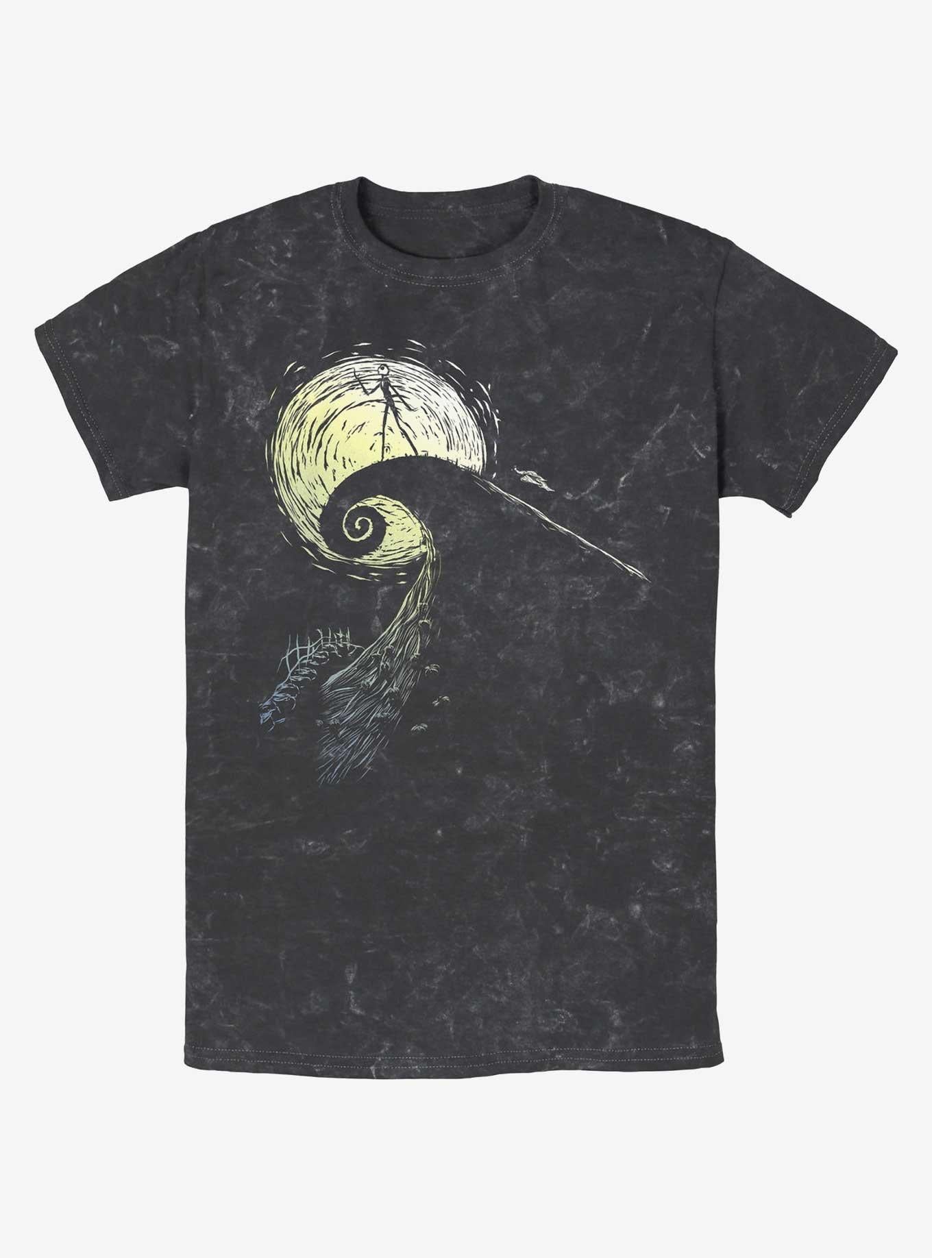 Disney The Nightmare Before Christmas Jack On Spiral Hill Mineral Wash T-shirt | Trendy Graphic Tee | Casual Unisex T-shirt