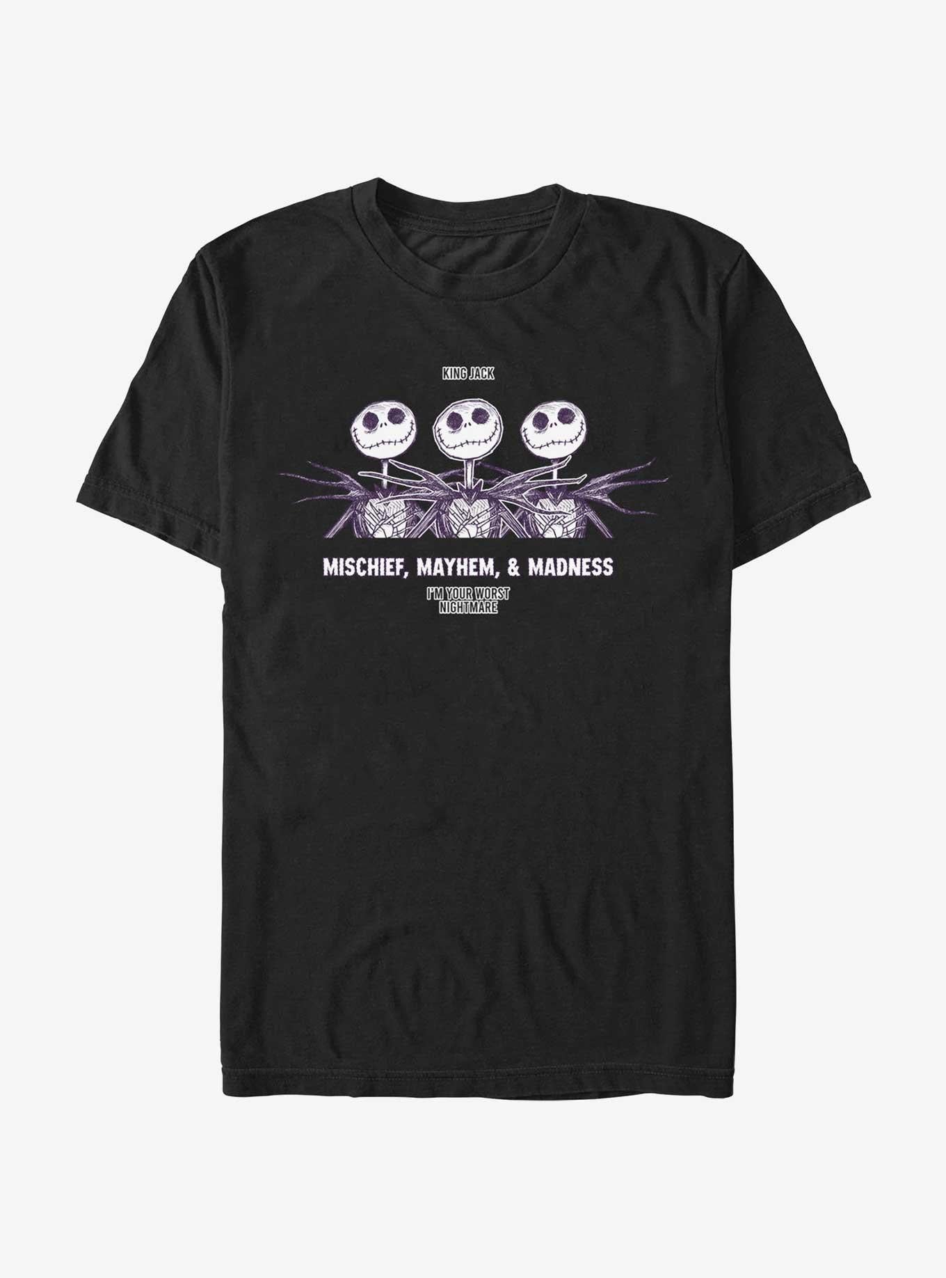 Disney The Nightmare Before Christmas King Jack Mischief Mayhem Madness T-Shirt T-Shirt | High-Quality Print | Great Gift Idea
