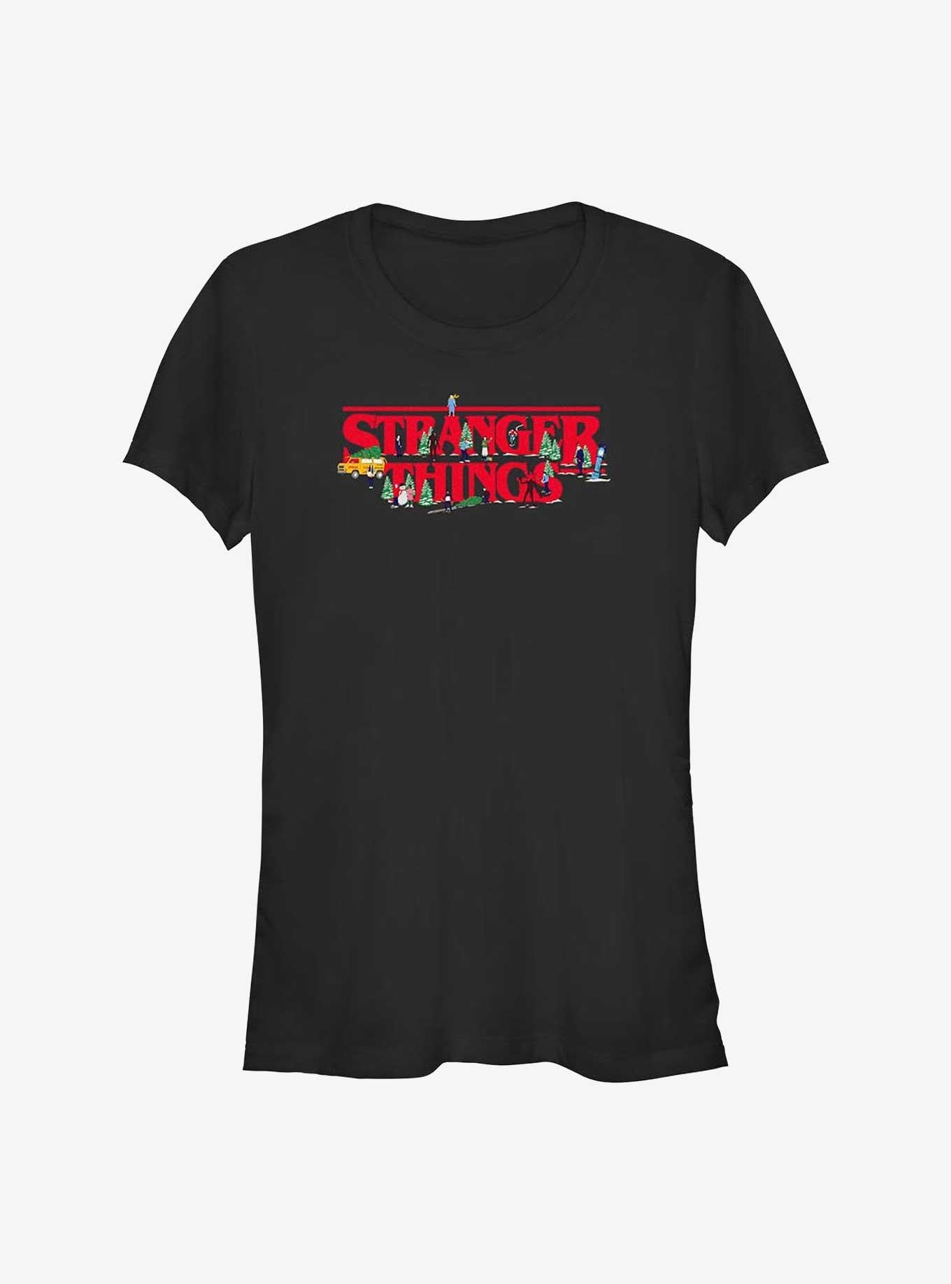Stranger Things Christmas Scene Logo Girls T-Shirt T-Shirt | Premium Graphic | High Demand Item