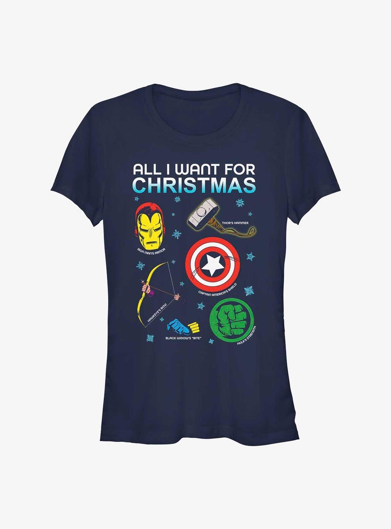 Marvel Avengers Christmas List Girls T-Shirt