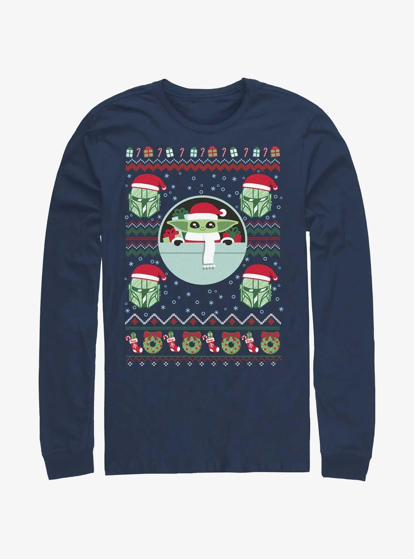 Star Wars The Mandalorian Grogu Ugly Christmas Long-Sleeve T-Shirt T-Shirt | Exclusive Edition | Perfect For Daily Wear