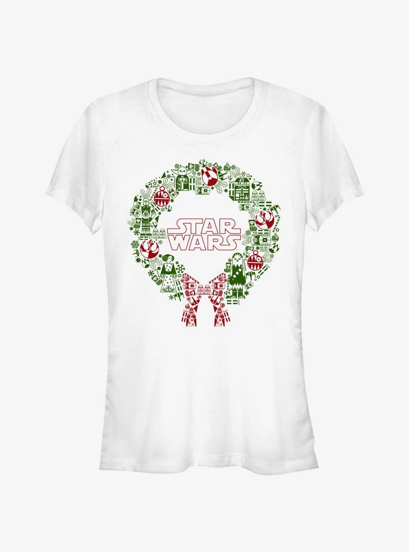Star Wars Christmas Wreath Icon Fill Girls T-Shirt T-Shirt | Trending Design | Perfect For Daily Wear