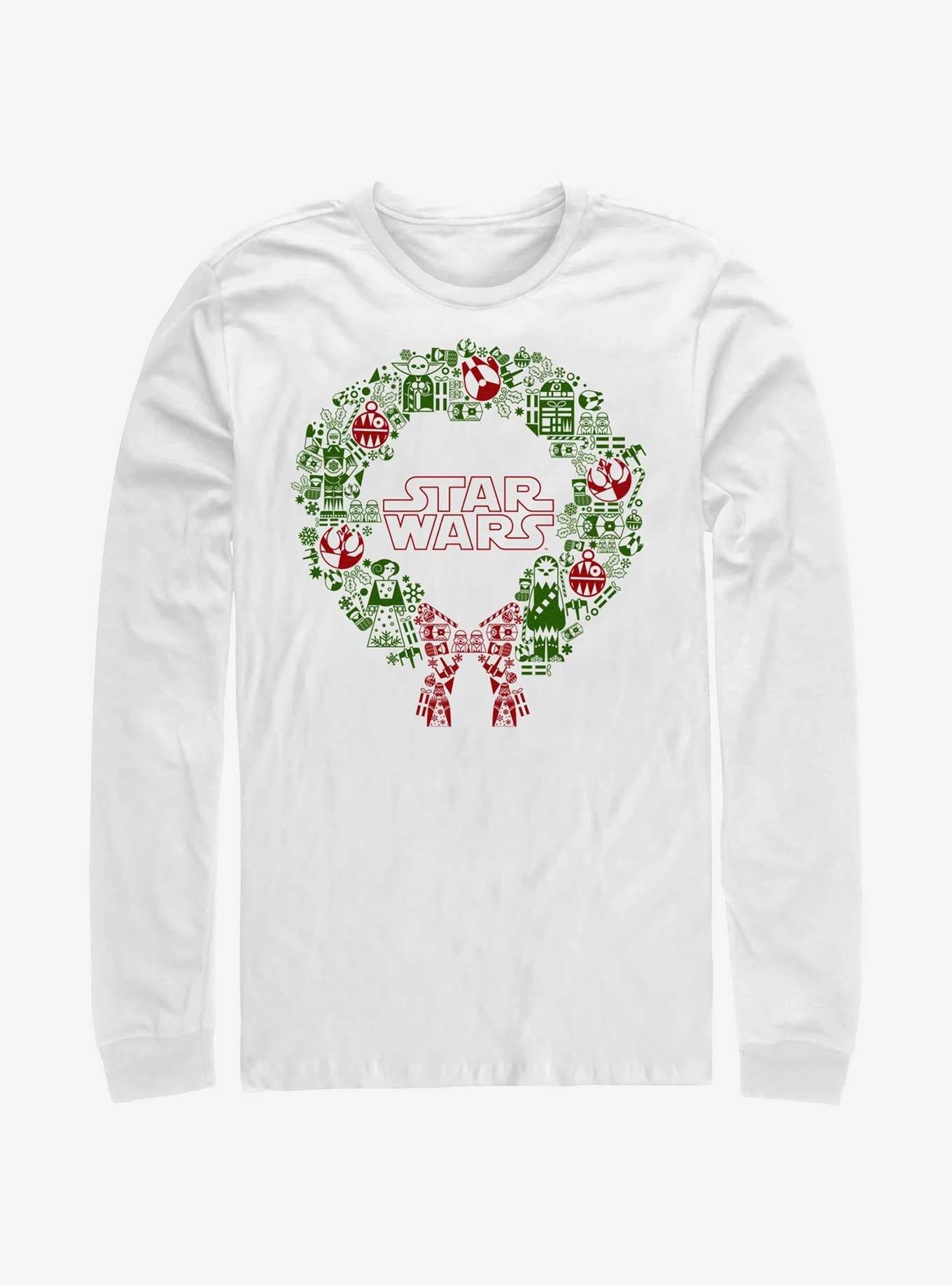 Star Wars Christmas Wreath Icon Fill Long-Sleeve T-Shirt T-Shirt | Best-Selling Artwork | Top Pick For Fans