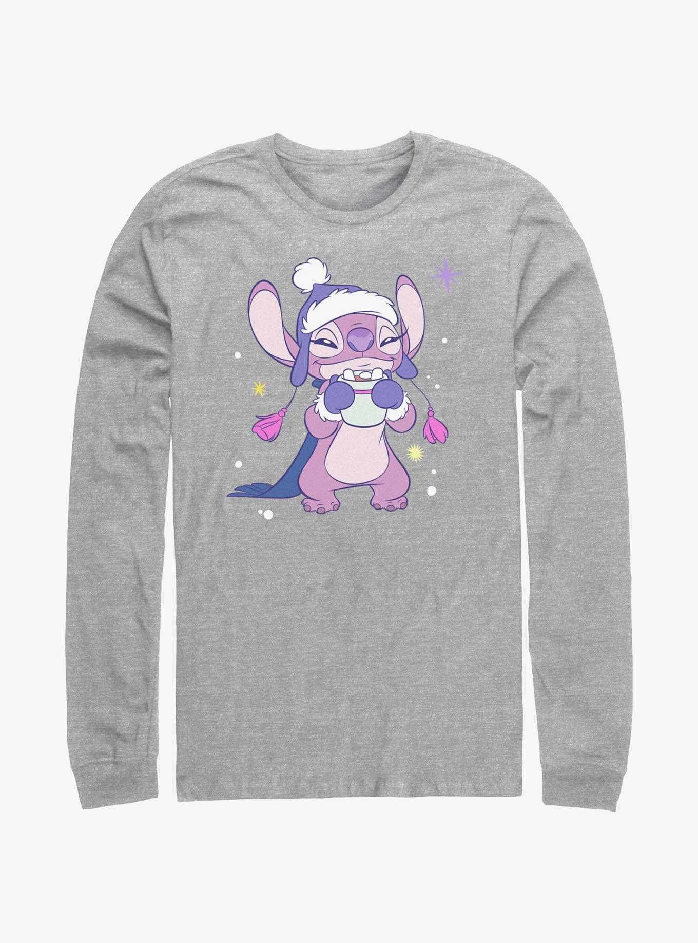Disney Lilo Stitch Cozy Angel Hot Cocoa Long-Sleeve T-Shirt T-Shirt | Viral Style | Trending Now
