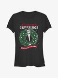 Disney The Nightmare Before Christmas Santa Jack Season's Creepings Wreath Girls T-shirt | Trendy Graphic Tee | Casual Unisex T-shirt
