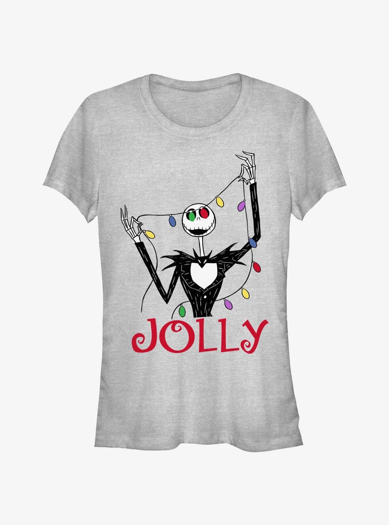 Disney The Nightmare Before Christmas Jack Jolly Lights Girls T-shirt | Trendy Graphic Tee | Casual Unisex T-shirt