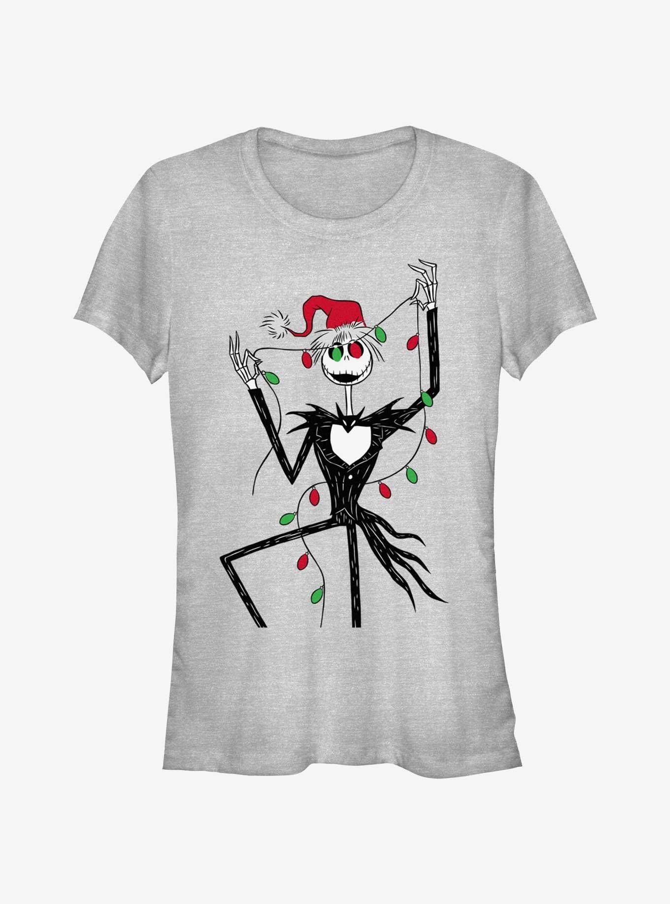 The Nightmare Before Christmas Santa Jack Christmas Lights Girls T-Shirt