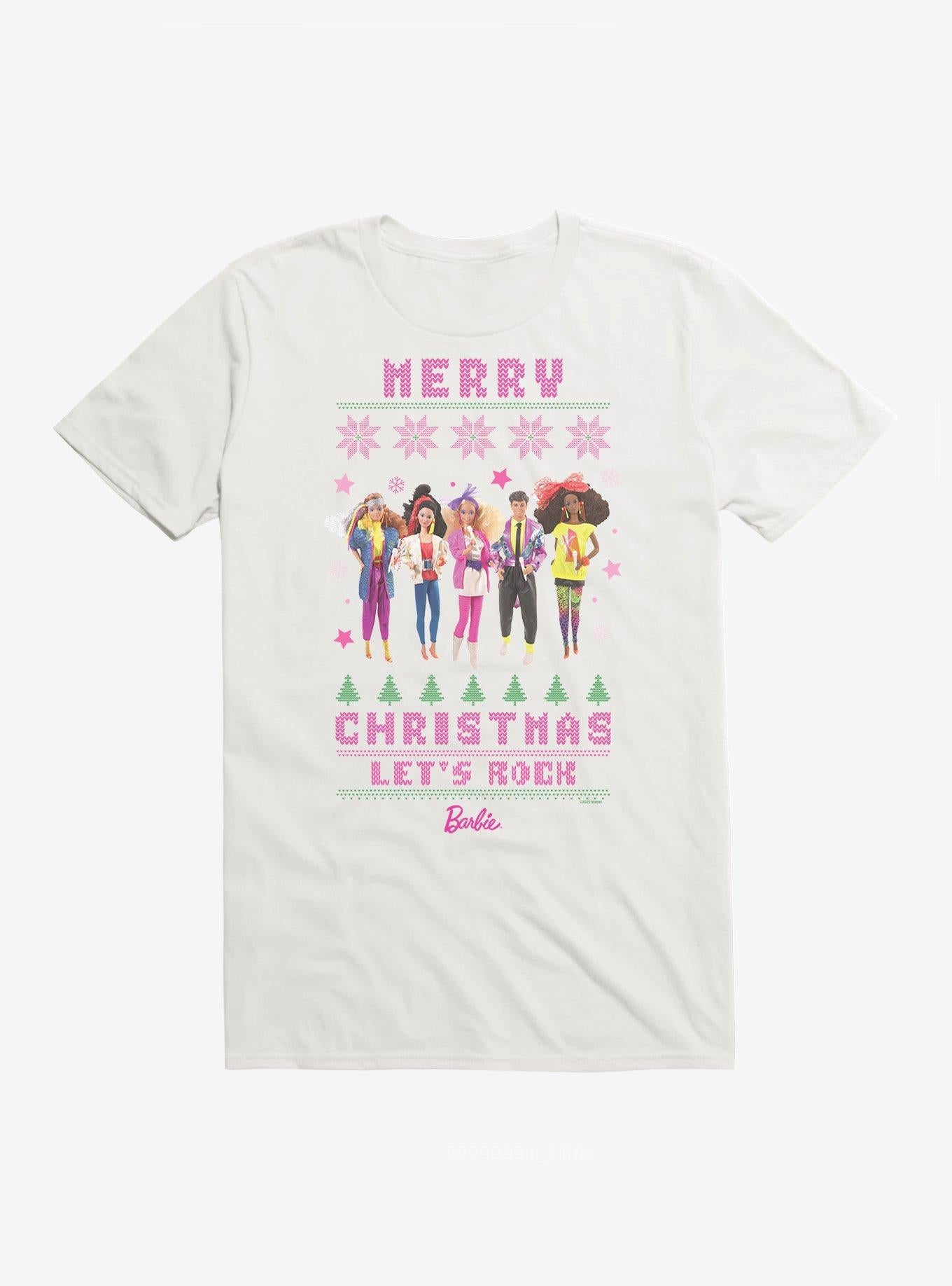 Barbie Merry Christmas Let's Rock Ugly Christmas Pattern T-Shirt T-Shirt | Streetwear Vibe | Top Pick For Fans