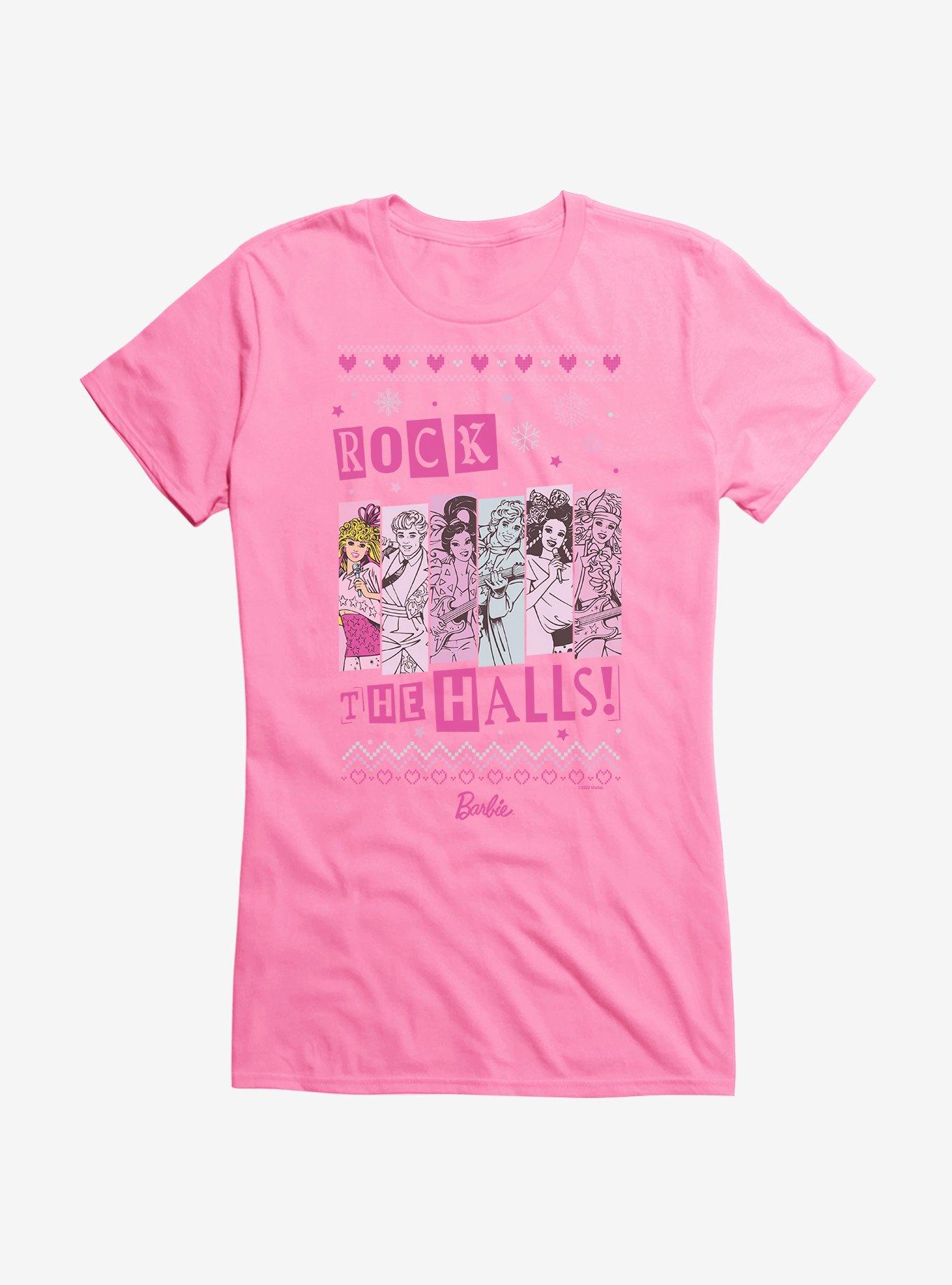 Barbie Rock The Halls Ugly Christmas Pattern Girls T-Shirt T-Shirt | Viral Style | Must-Have Style
