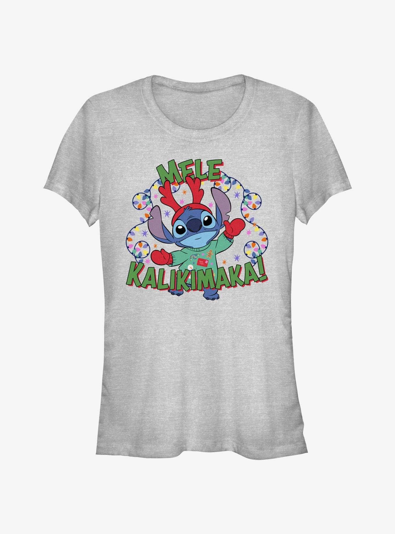 Disney Lilo Stitch Mele Kalikimaka Merry Christmas in Hawaiian Girls T-Shirt T-Shirt | Trending Streetwear Style | High Demand Item