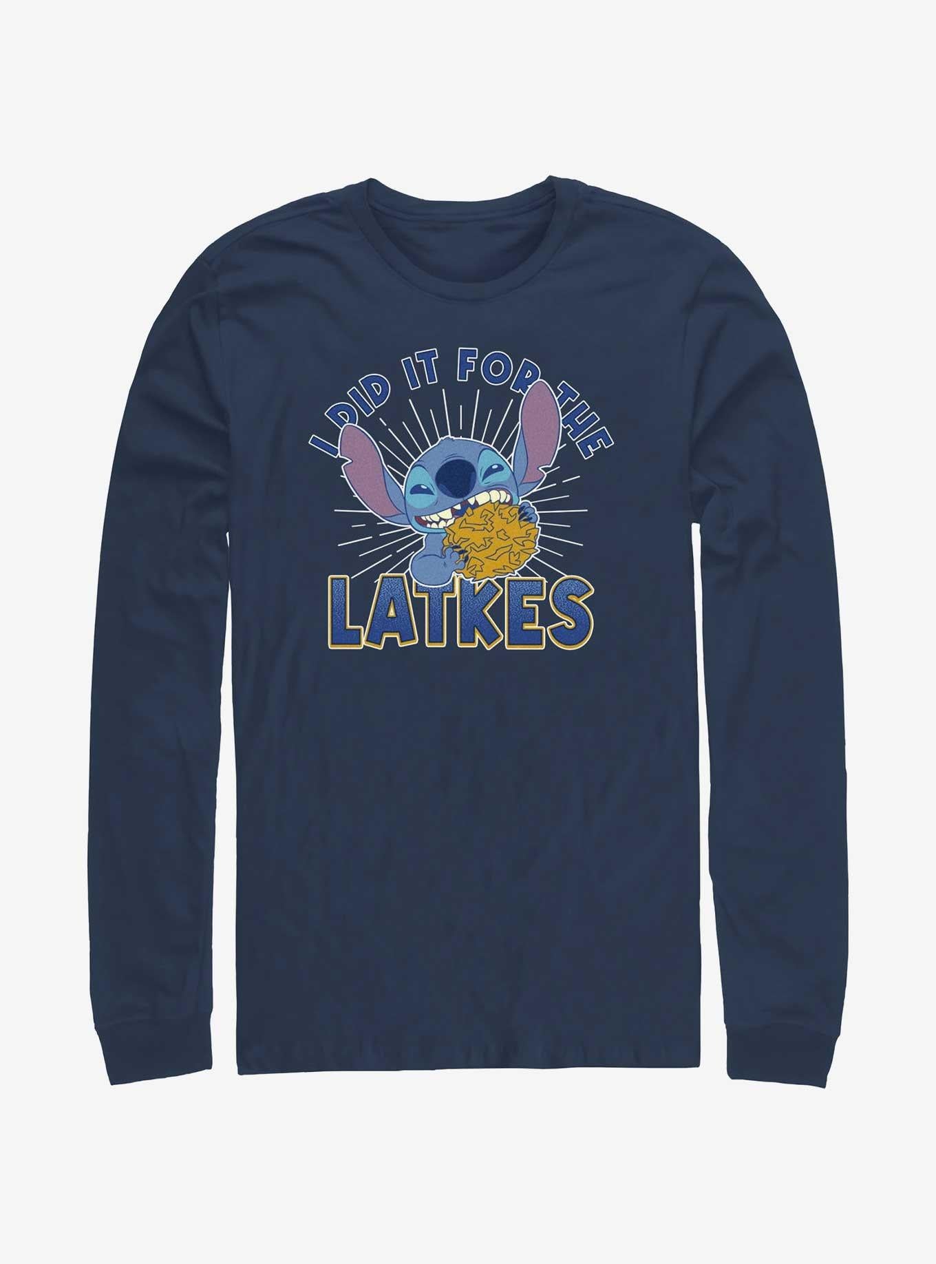 Disney Lilo Stitch Did It For Hanukkah Latkes Long-Sleeve T-Shirt T-Shirt | Vintage Graphic Vibe | Great Gift Idea