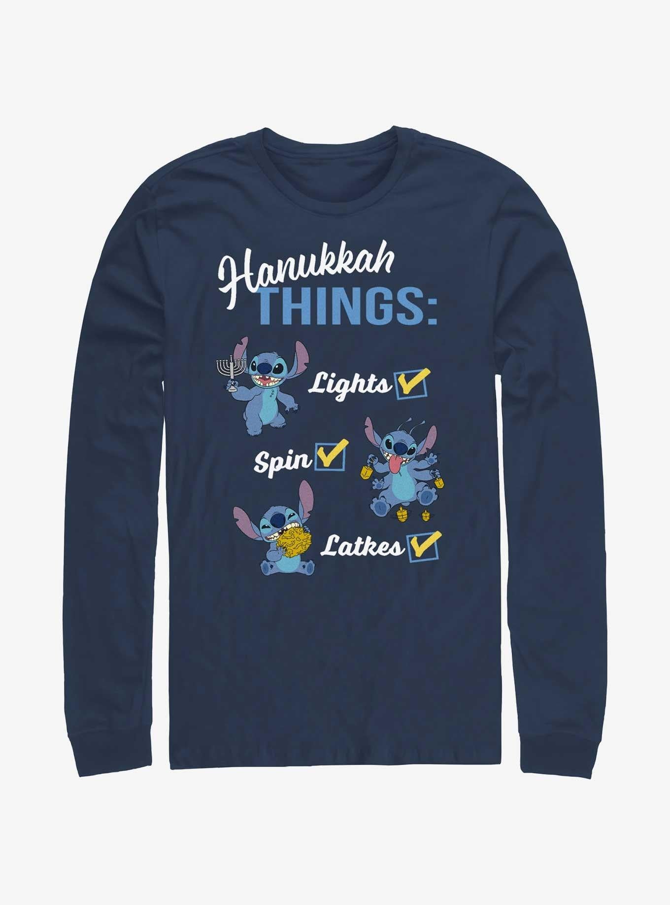 Disney Lilo Stitch Hanukkah List Long-Sleeve T-Shirt T-Shirt | Trending Streetwear Style | Perfect For Daily Wear