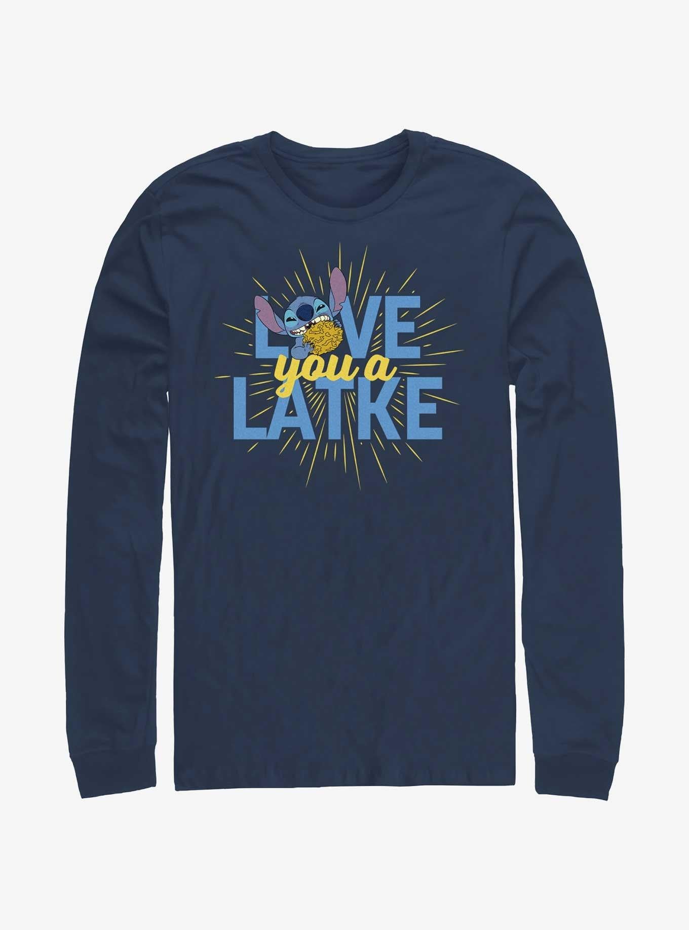 Disney Lilo Stitch Hanukkah Love You A Latke Long-Sleeve T-Shirt T-Shirt | Viral Style | Must-Have Style