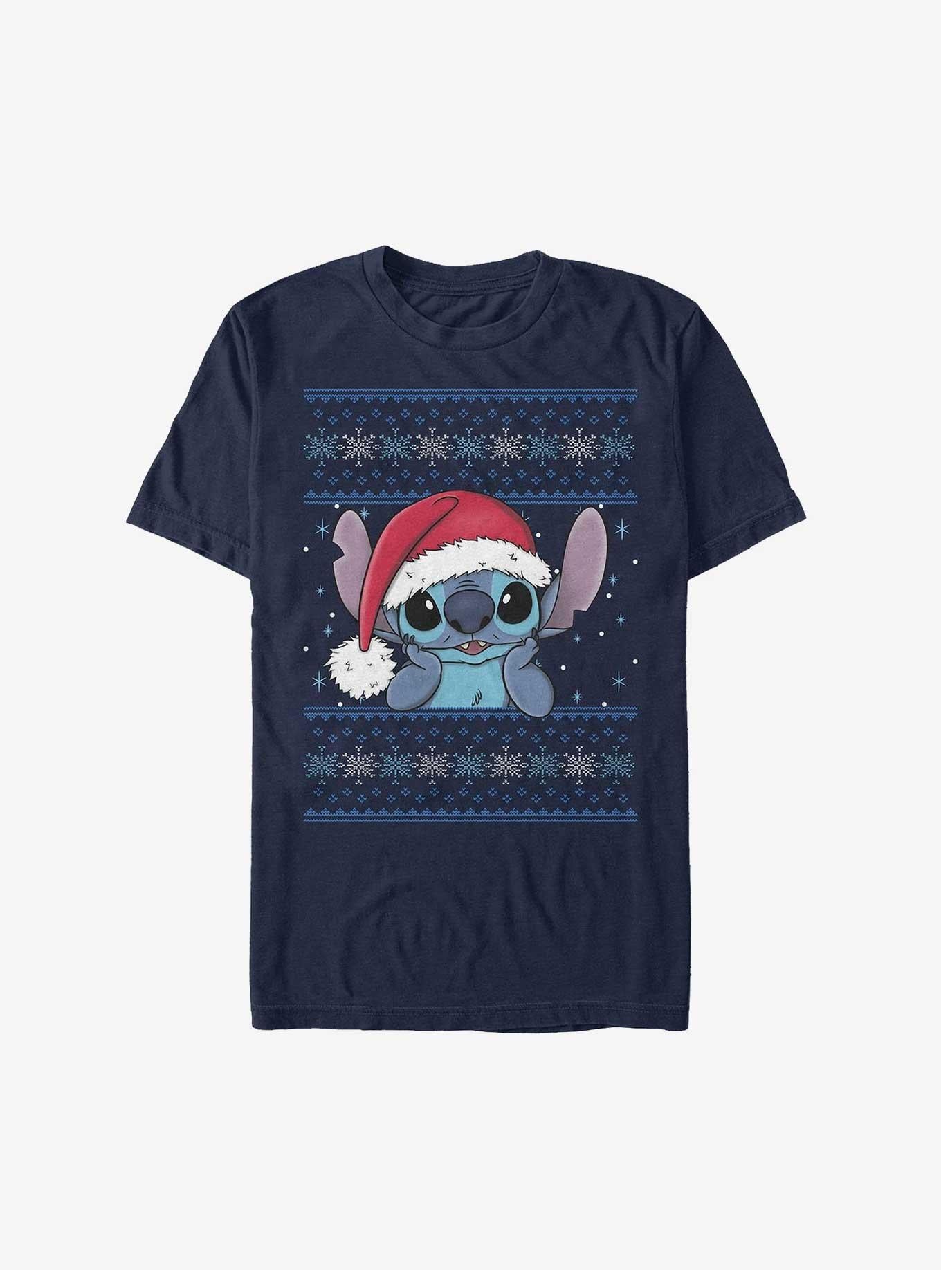 Disney Lilo Stitch Santa Hat Ugly Christmas Extra Soft T-Shirt T-Shirt | Viral Style | Top Pick For Fans
