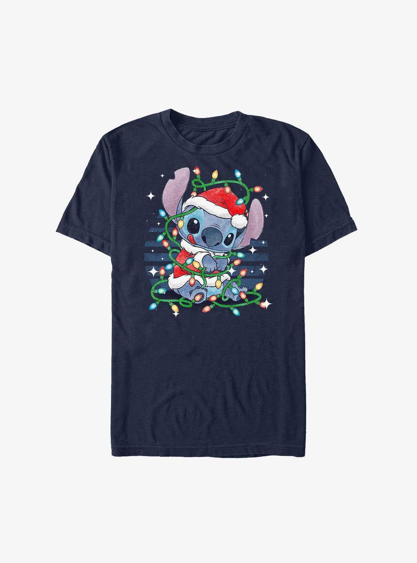 Disney Lilo Stitch Santa Stitch Christmas Lights Extra Soft T-Shirt T-Shirt | Premium Graphic | Trending Now