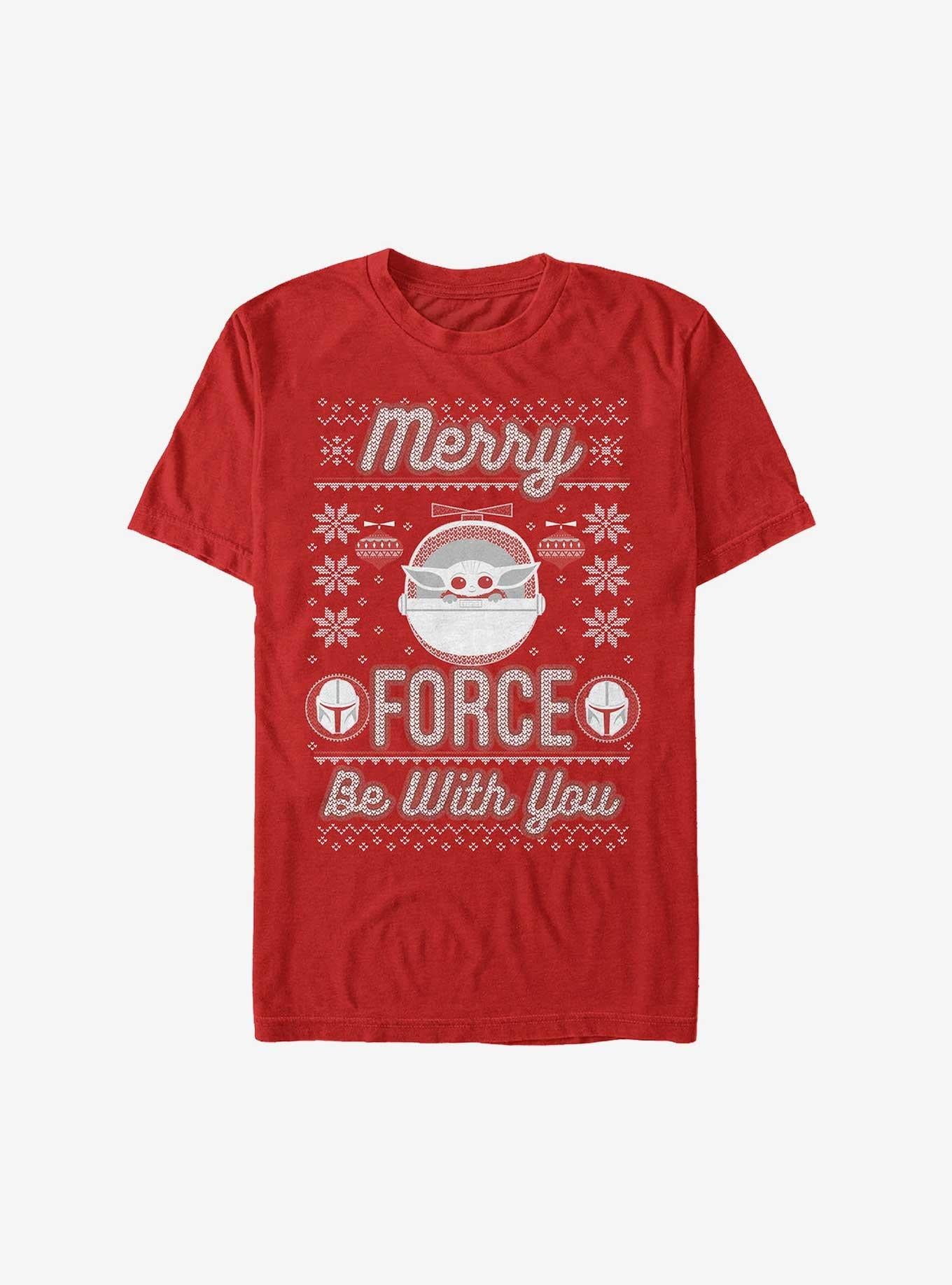 Star Wars The Mandalorian Grogu Merry Force Be With You Ugly Christmas Extra Soft T-Shirt T-Shirt | Best-Selling Artwork | Perfect For Daily Wear
