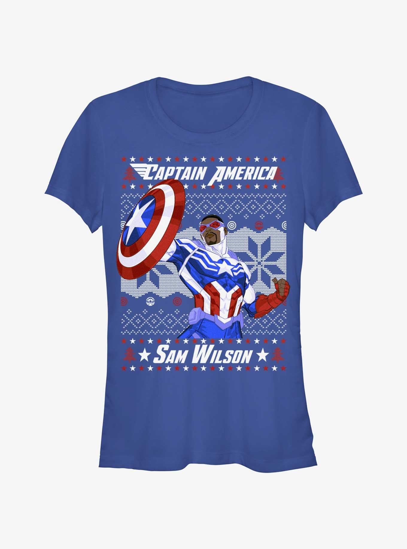 Marvel Captain America Sam Wilson Ugly Christmas Girls T-Shirt T-Shirt | Trending Design | Trending Now