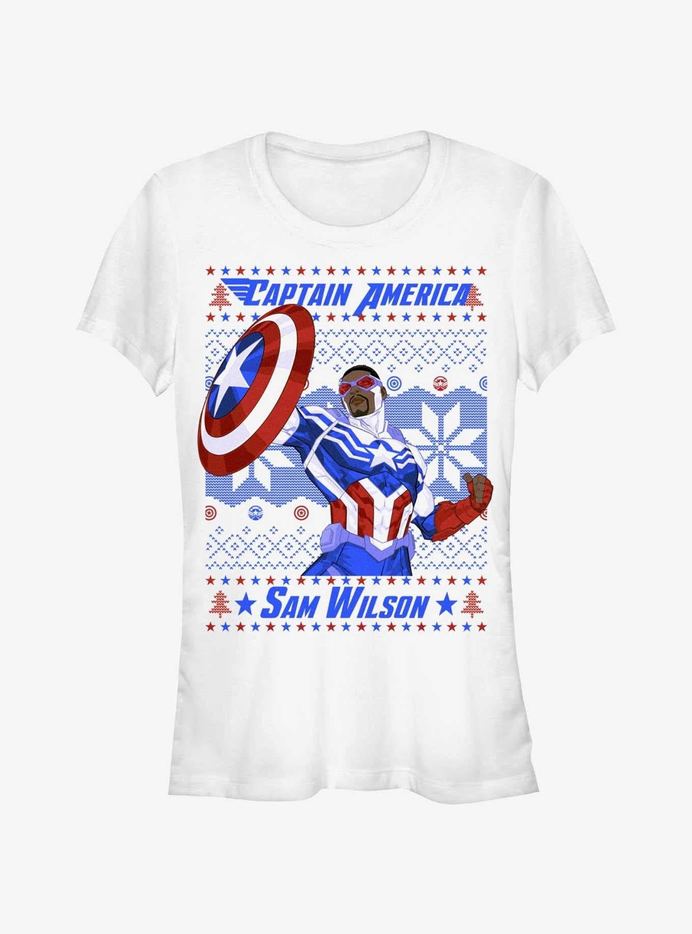 Marvel Captain America Sam Wilson Ugly Christmas Girls T-Shirt