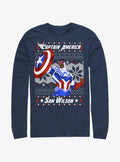 Marvel Captain America Sam Wilson Ugly Christmas Long-Sleeve T-Shirt T-Shirt | Viral Style | Great Gift Idea