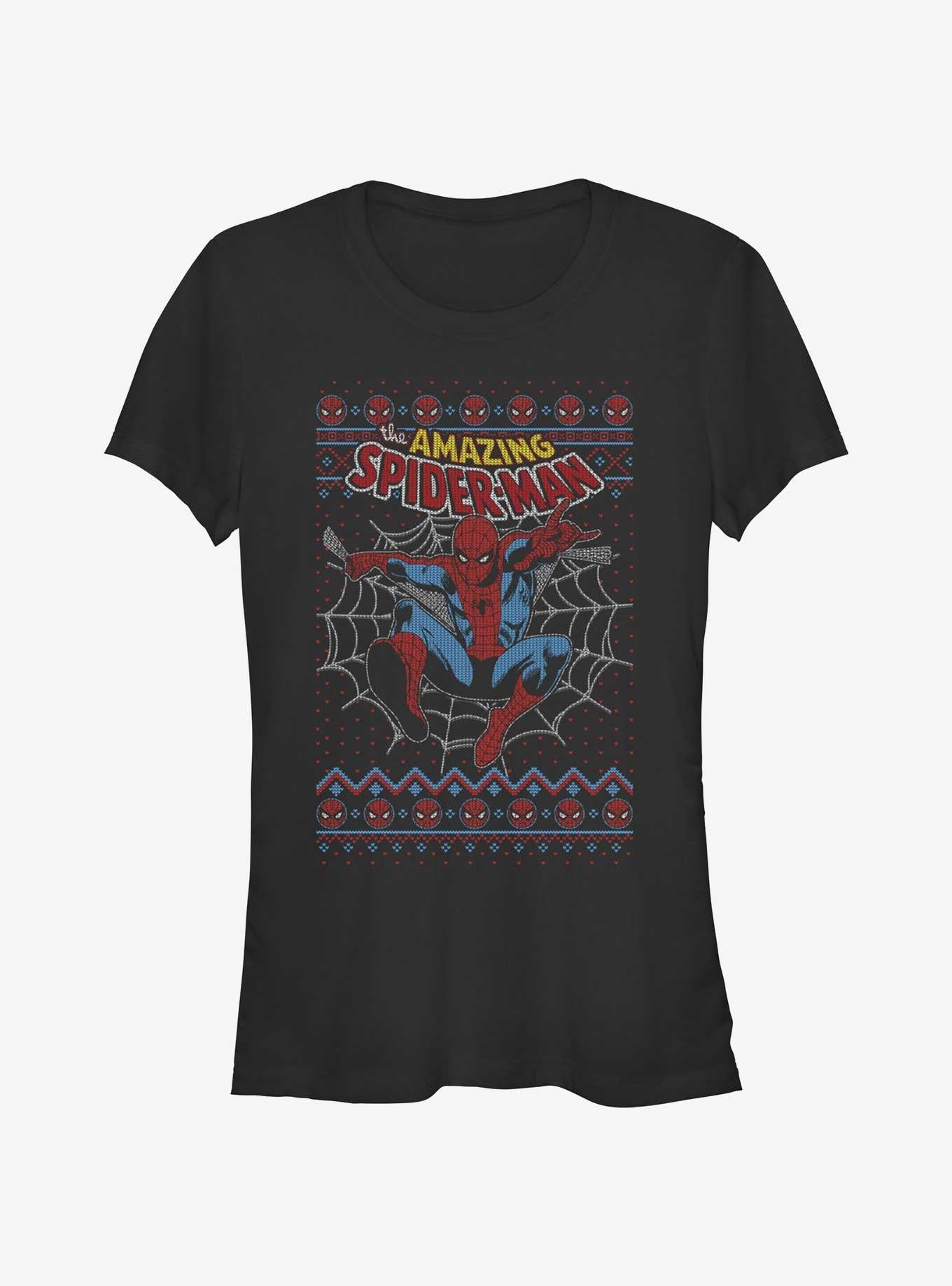 Marvel Spider-Man Web Jump Ugly Christmas Girls T-Shirt