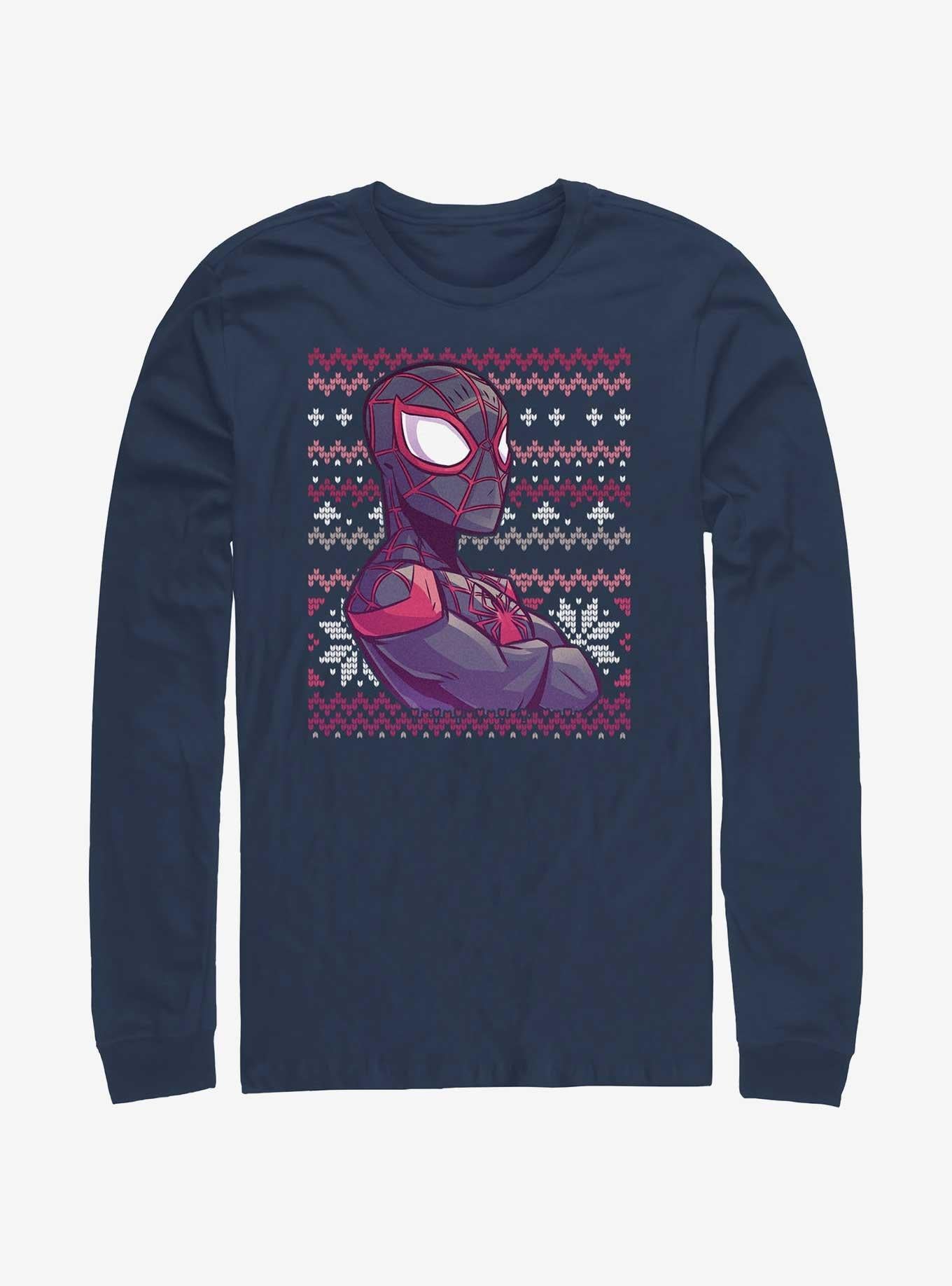 Marvel Spider-Man Miles Morales Ugly Christmas Long-Sleeve T-Shirt T-Shirt | Aesthetic Graphic | Great Gift Idea