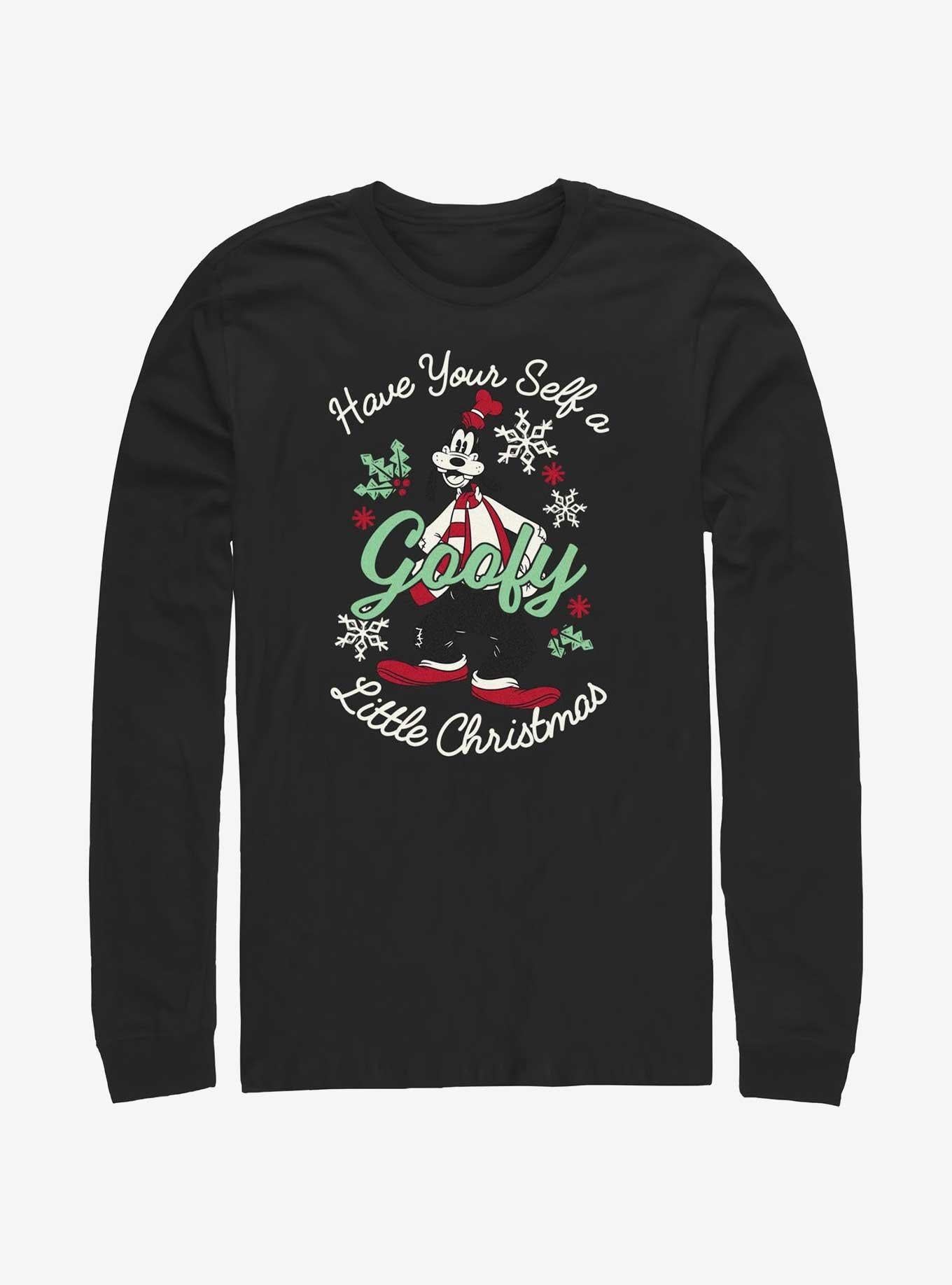 Disney Goofy Little Christmas Black Long-Sleeve T-Shirt T-Shirt | High-Quality Print | Perfect For Daily Wear