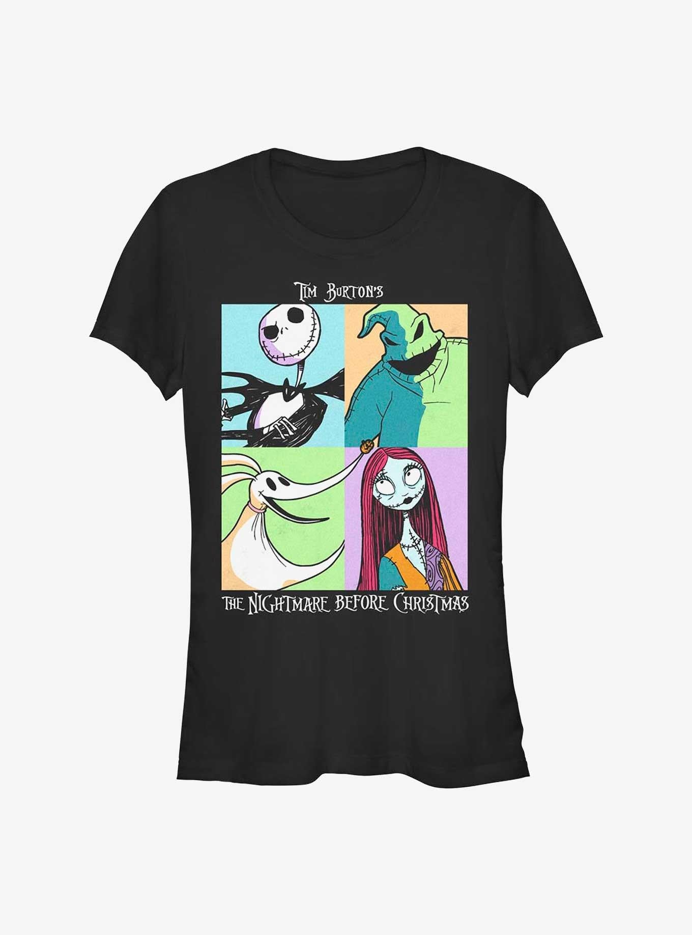 Disney The Nightmare Before Christmas Spooky Squares Girls T-shirt | Trendy Graphic Tee | Casual Unisex T-shirt