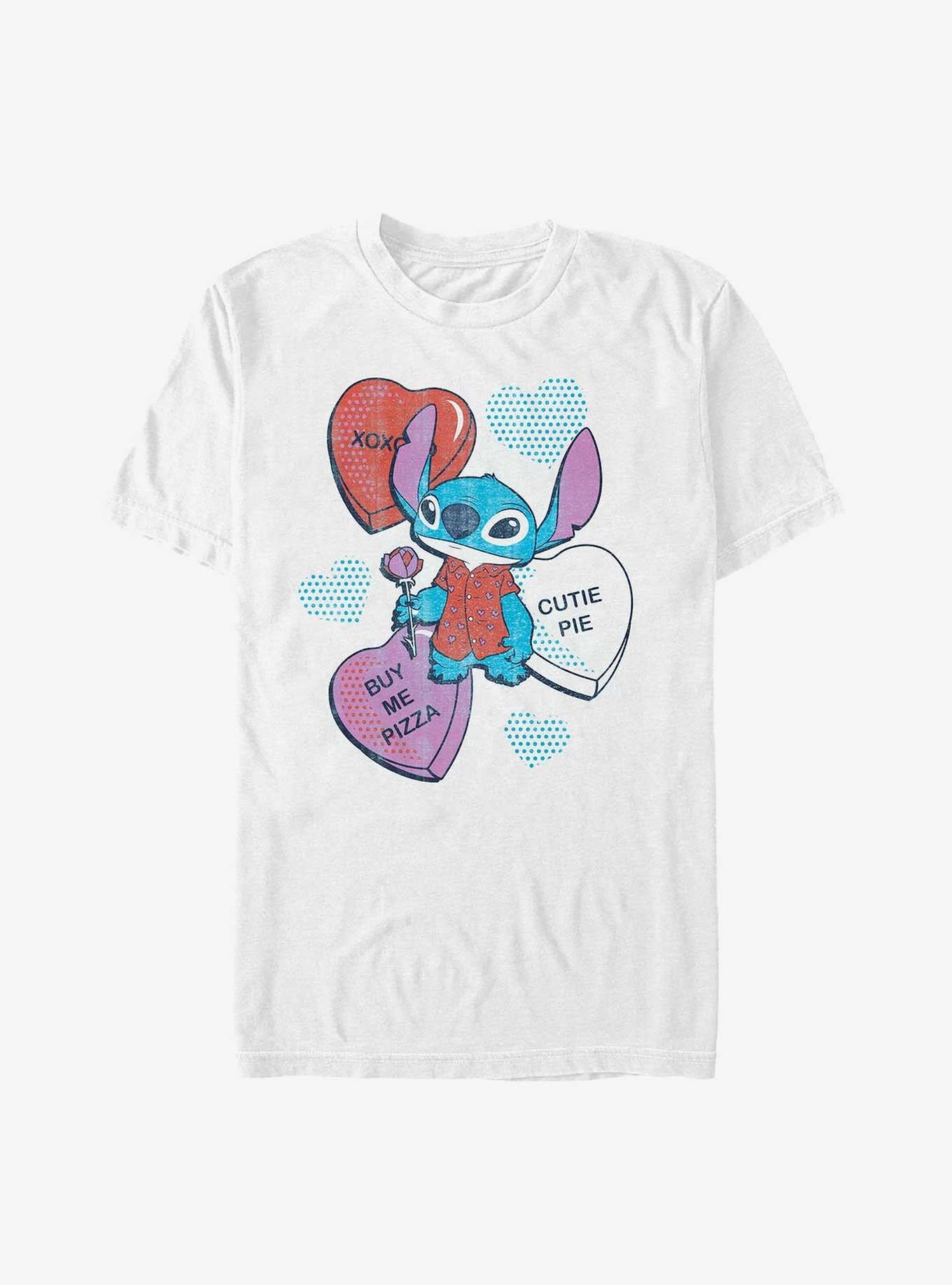 Disney Lilo Stitch Candy Hearts Valentine Stitch Extra Soft T-Shirt T-Shirt | Exclusive Art Design | Perfect For Daily Wear