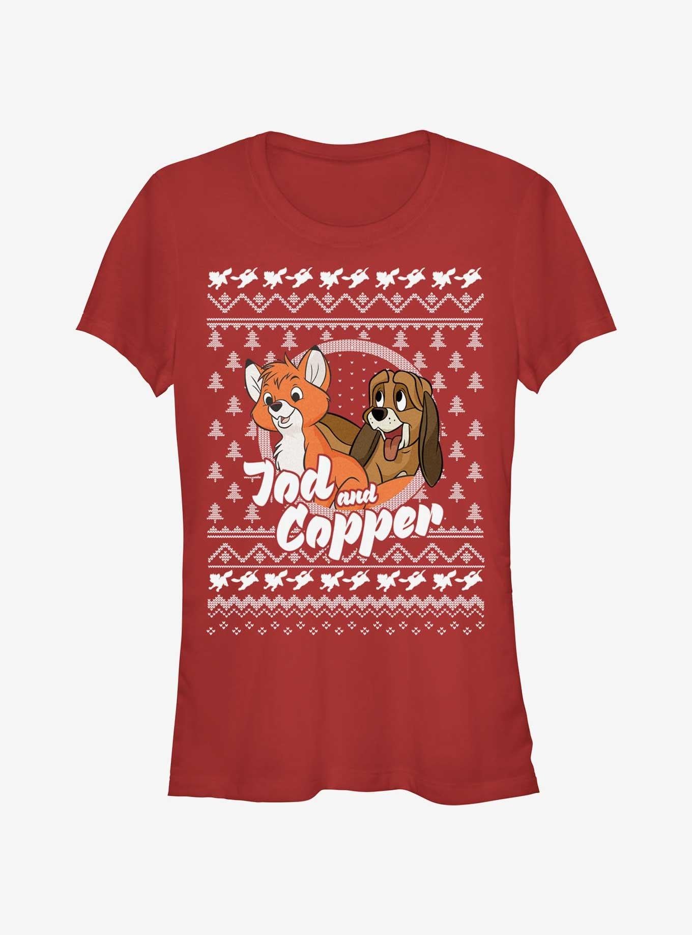 Disney The Fox and the Hound Tod and Copper Ugly Christmas Girls T-Shirt
