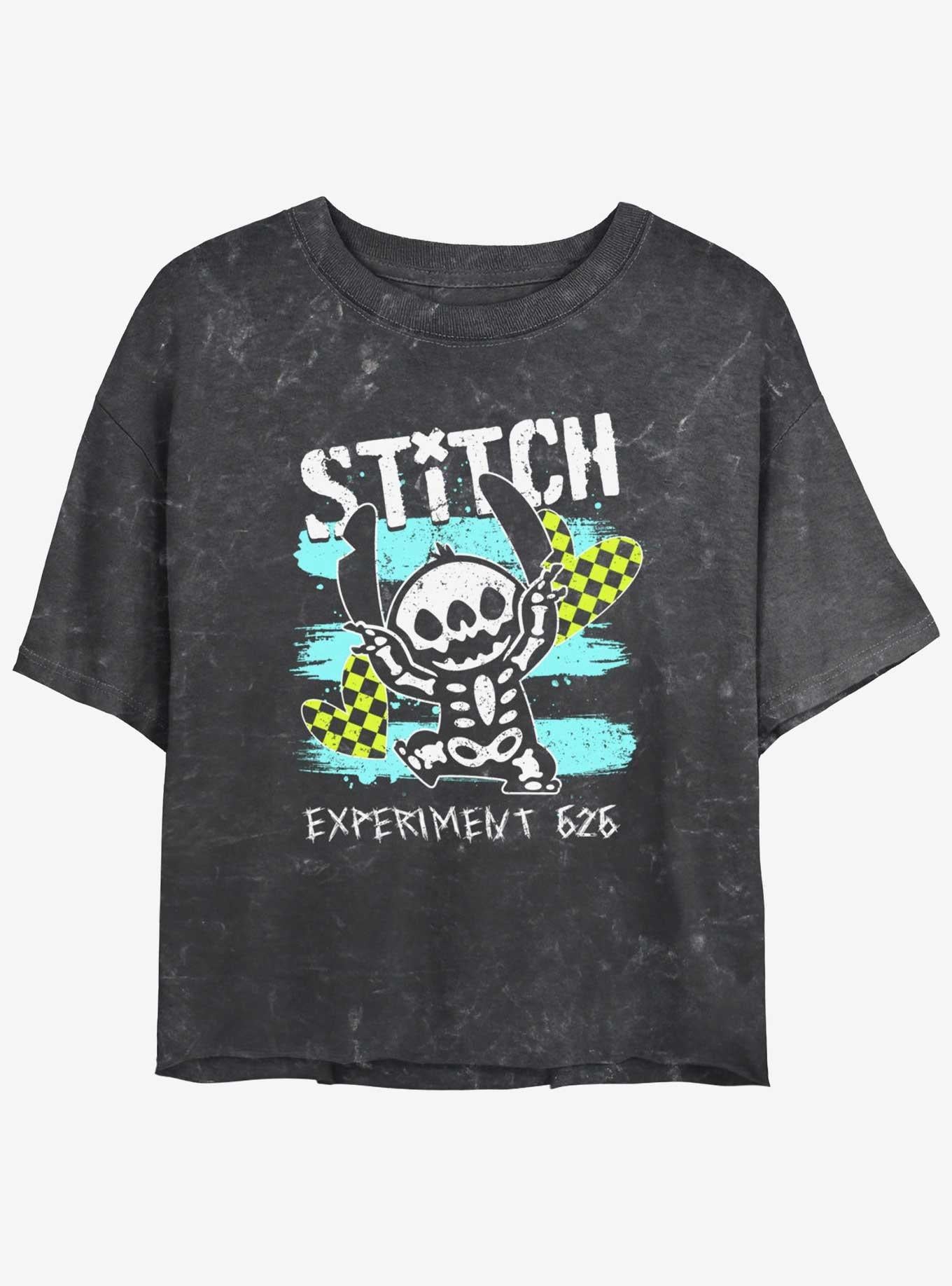 Disney Lilo Stitch Emo Skelestitch Mineral Wash Girls Crop T-Shirt T-Shirt | Fan Favorite Style | Top Pick For Fans