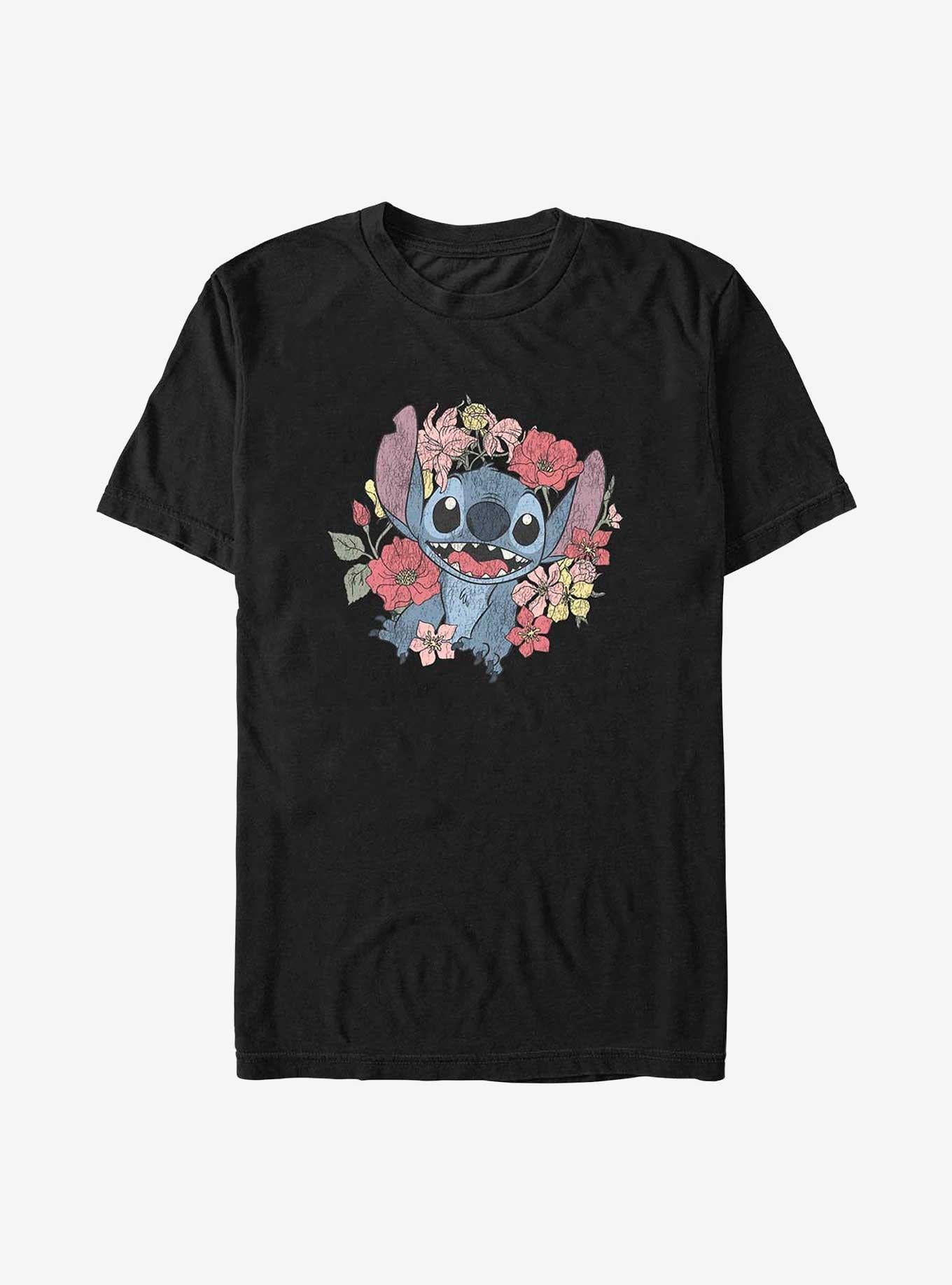 Disney Lilo Stitch Floral Stitch Extra Soft T-Shirt T-Shirt | Best-Selling Design | Perfect For Daily Wear