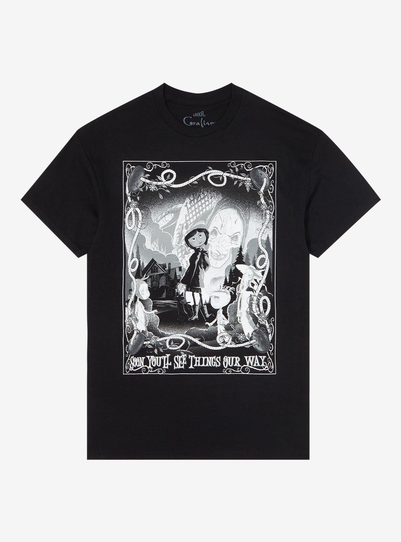 Coraline Black White Portrait T-Shirt | Premium Unisex T-Shirt, Trending Graphic Tee