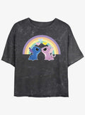 Disney Lilo Stitch Angel Stitch Love Under The Rainbow Mineral Wash Girls Crop T-Shirt T-Shirt | Top Trending Artwork | Great Gift Idea