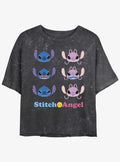 Disney Lilo Stitch Angel Stitch Faces Mineral Wash Girls Crop T-Shirt T-Shirt | Top Trending Artwork | Top Pick For Fans
