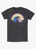 Disney Lilo Stitch Angel Stitch Love Under The Rainbow Mineral Wash T-Shirt T-Shirt | High-Quality Print | Top Pick For Fans