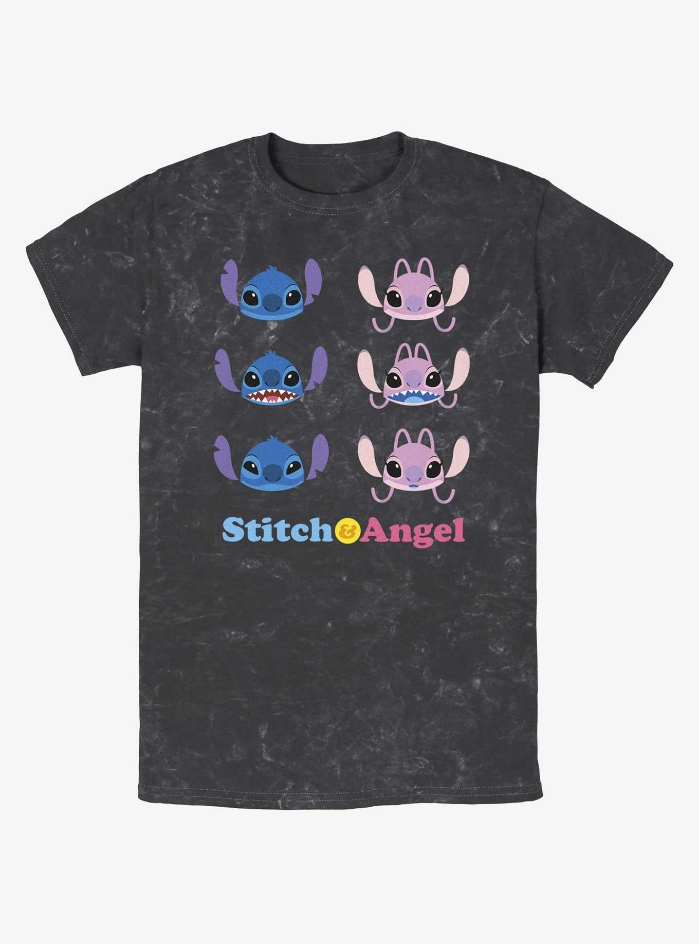 Disney Lilo Stitch Angel Stitch Faces Mineral Wash T-Shirt T-Shirt | Fan Favorite Style | Trending Now