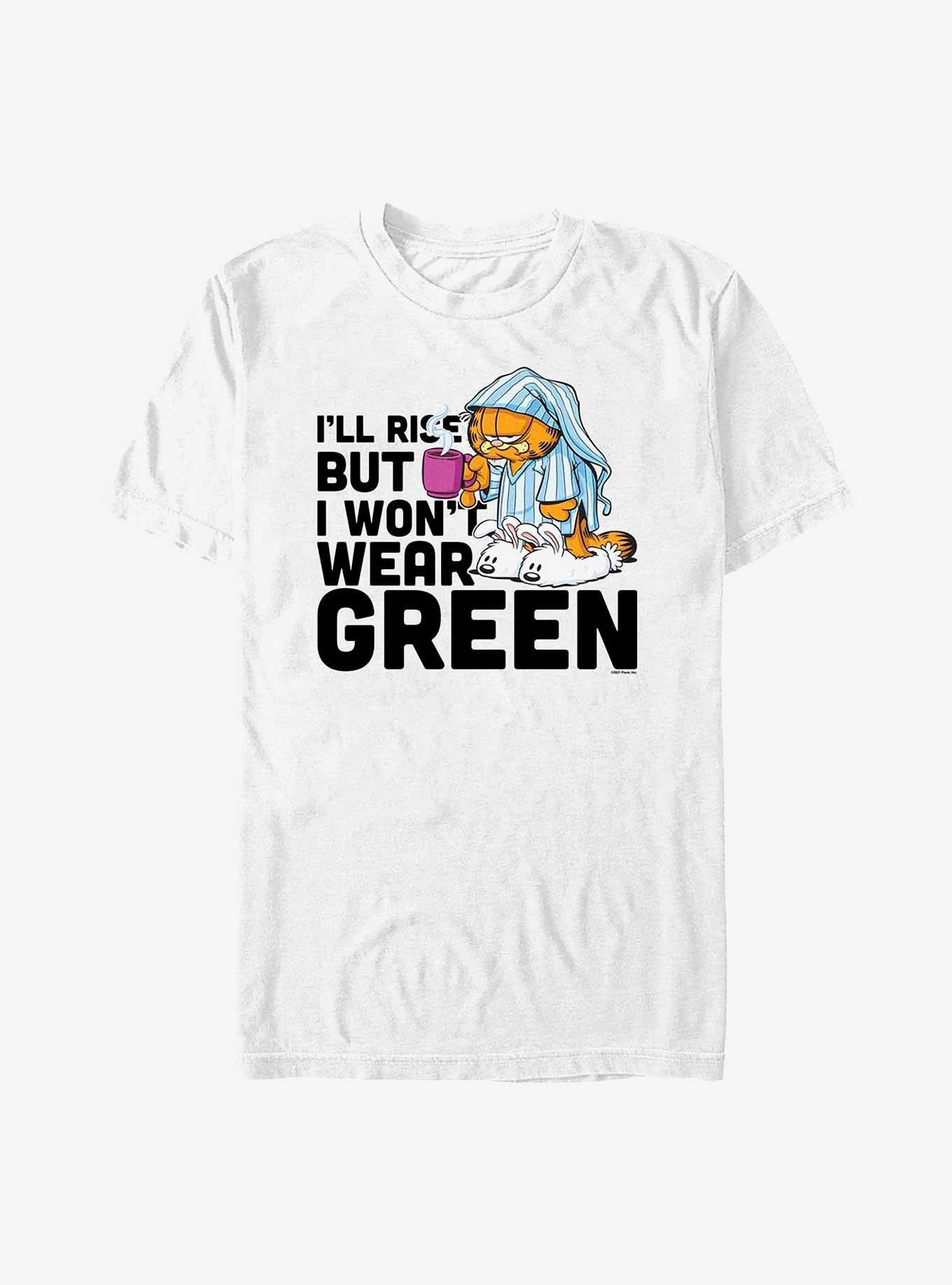 Garfield I'll Rise But I Won't Wear Green T-Shirt | Premium Unisex T-Shirt, Trending Graphic Tee