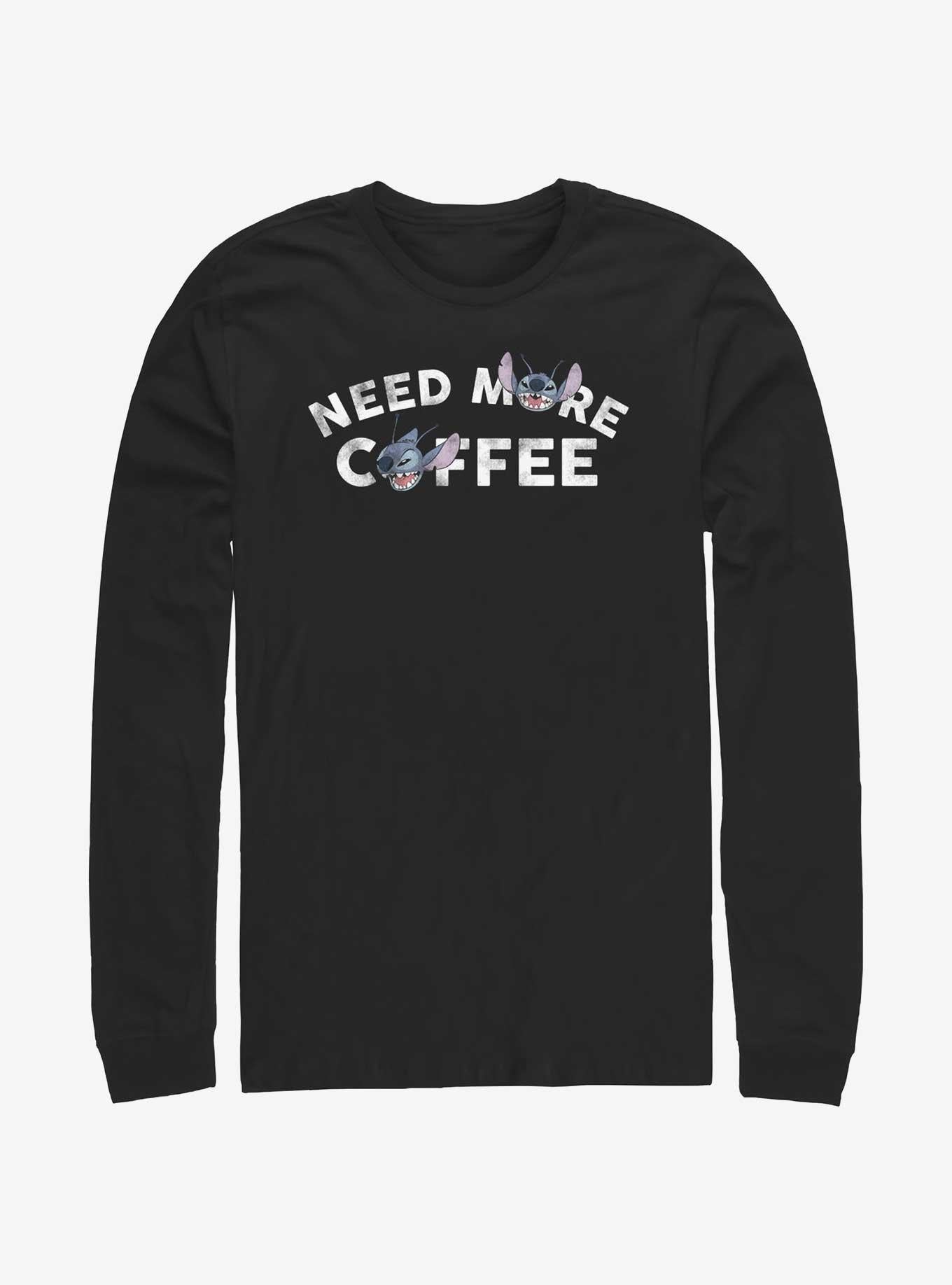 Disney Lilo Stitch Need More Coffee Long-Sleeve T-Shirt T-Shirt | Fan Favorite Style | Must-Have Style