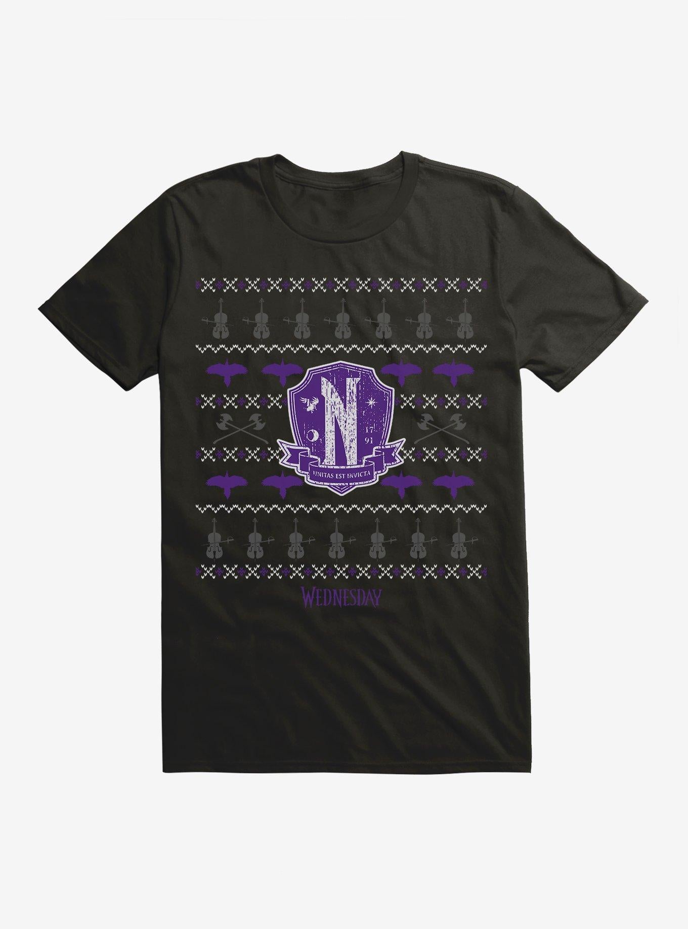 Wednesday Nevermore Christmas Sweater Pattern T-Shirt T-Shirt | High-Quality Print | Trending Now