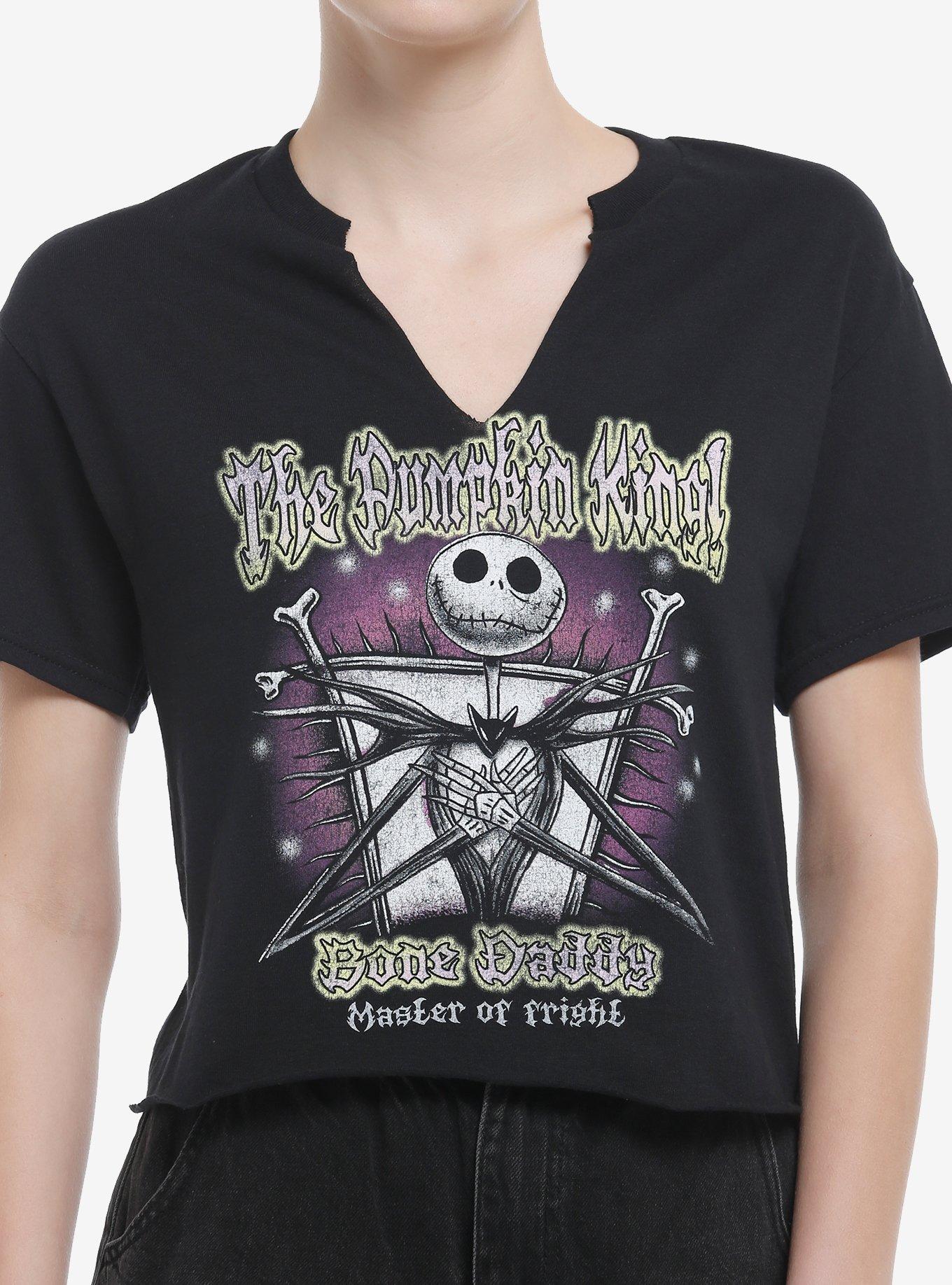 The Nightmare Before Christmas Jack Titles Girls Notched Crop T-Shirt T-Shirt | Vintage Graphic Vibe | Trending Now