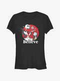 Disney The Nightmare Before Christmas Jack And Sally Believe Girls T-shirt | Trendy Graphic Tee | Casual Unisex T-shirt