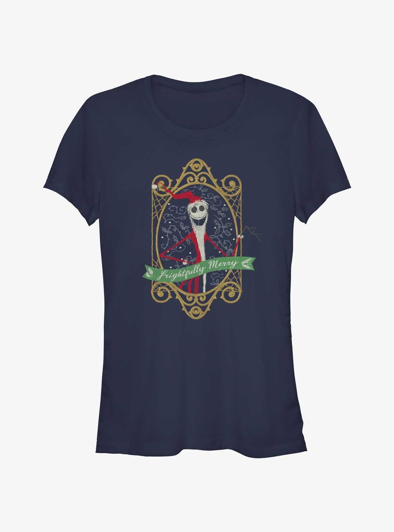 Disney The Nightmare Before Christmas Frightfully Merry Jack Girls T-shirt | Trendy Graphic Tee | Casual Unisex T-shirt