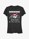 Disney The Nightmare Before Christmas Ugly Holiday Jack Snowfall Girls T-shirt | Trendy Graphic Tee | Casual Unisex T-shirt