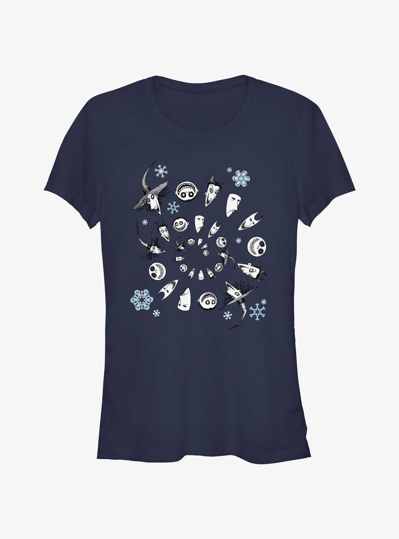 Disney The Nightmare Before Christmas Boogie's Boys Winter Swirl Girls T-shirt | Trendy Graphic Tee | Casual Unisex T-shirt