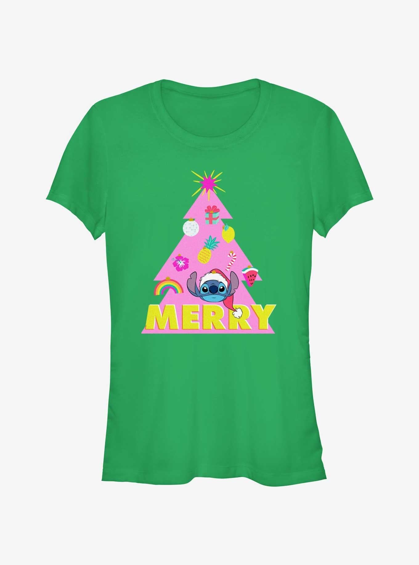 Disney Lilo Stitch Merry Christmas Tree Girls T-Shirt T-Shirt | Fan Favorite Style | Must-Have Style