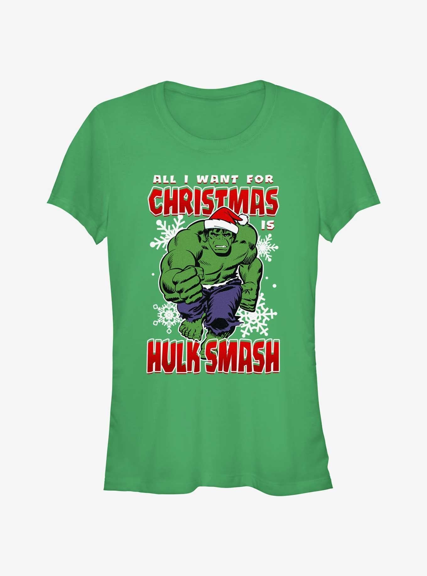 Marvel The Hulk Christmas Hulk Smash Girls T-Shirt