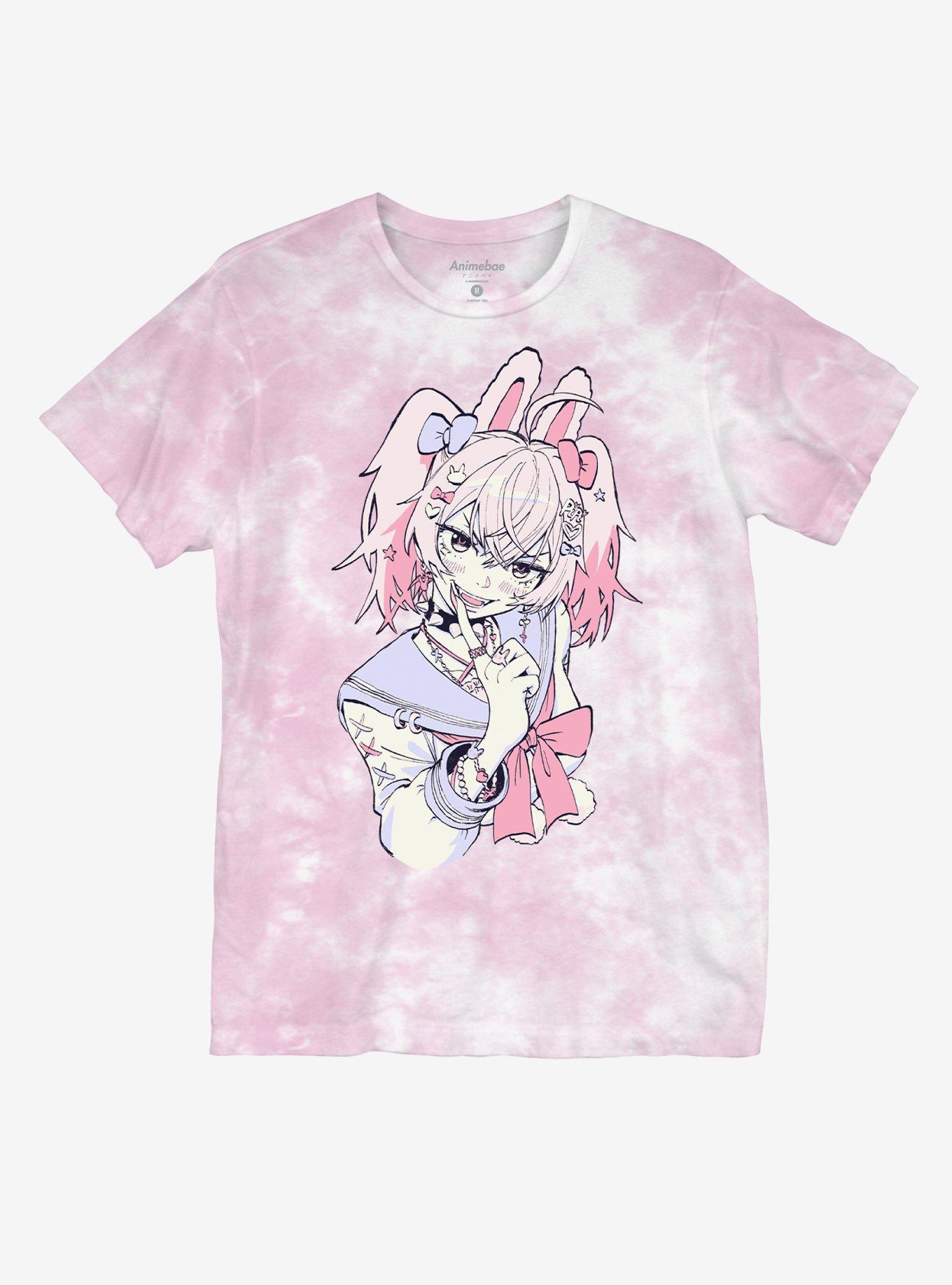 Pink Bunny Sailor Tie-Dye Boyfriend Fit Girls T-Shirt By Animebae T-Shirt | Best-Selling Design | Trending Now