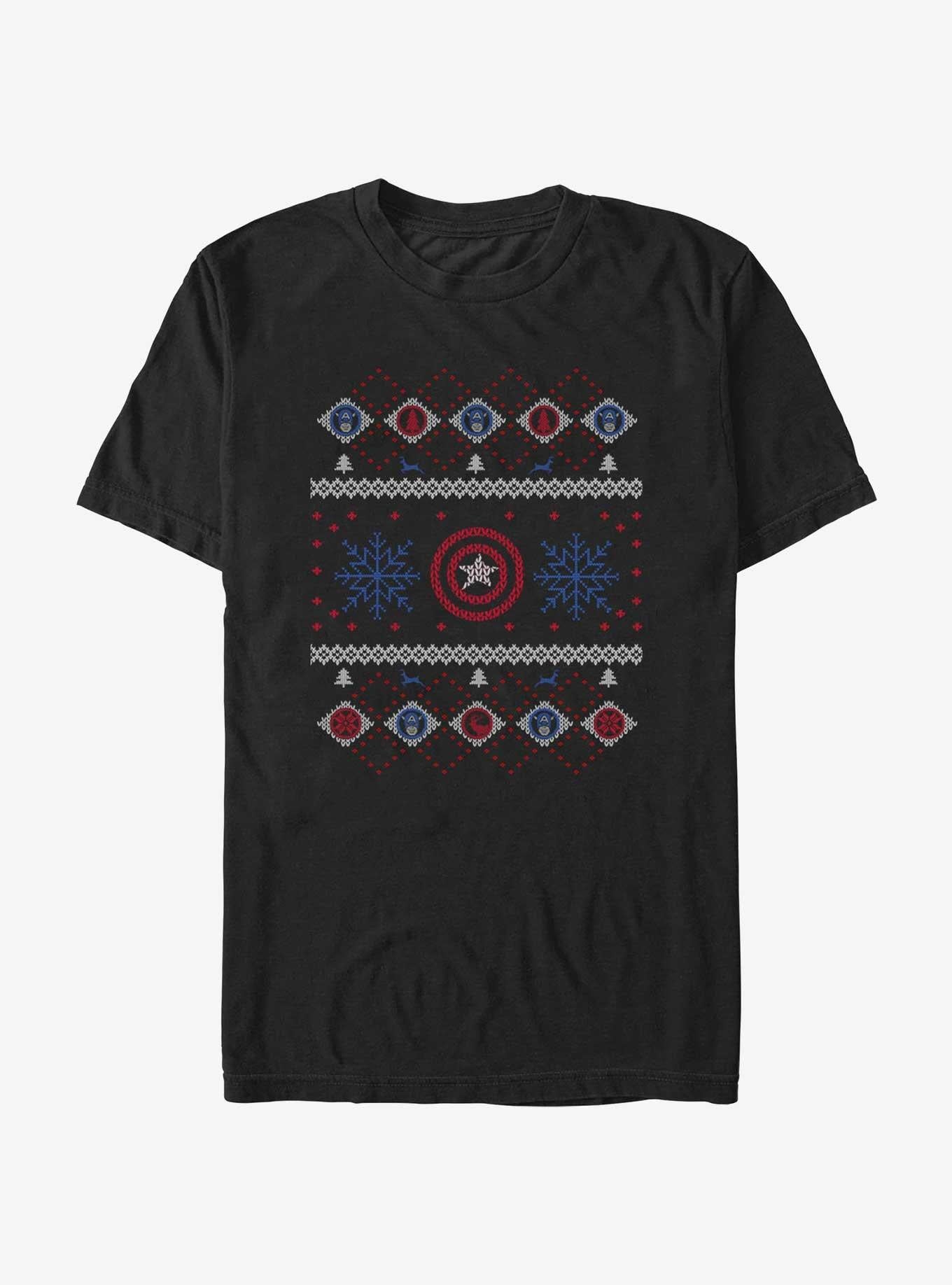 Marvel Captain America Snowflakes Ugly Christmas T-Shirt T-Shirt | High-Quality Print | High Demand Item