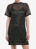 Social Collision Eyes Fishnet Twofer Dress T-Shirt | Trending Design | Top Pick For Fans